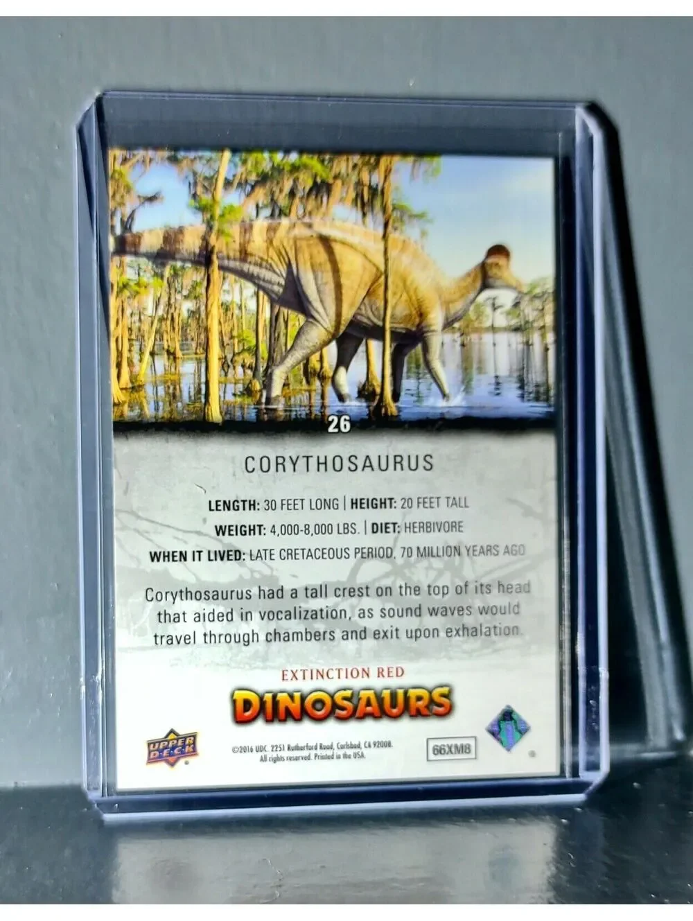 2015 Upper Deck Dinosaurs Corythosaurus Extinction Red Parallel #26 Card